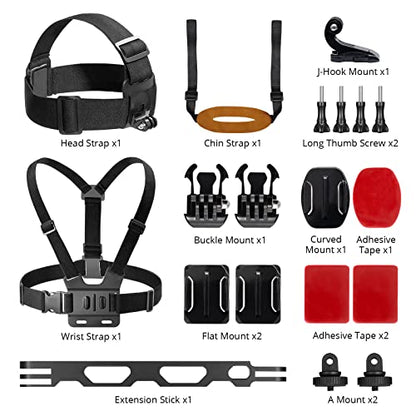 AKASO Action Camera Accessories Kit with Chest Strap & Head Strap Compatible EK7000/EK7000 Pro/Brave 4/Brave 4 Pro/Brave 7 LE/Brave 7/Brave 8/V50X/GoPro Hero 13 12 11 10 9/DJI Action Camera - style: Chest Strap & Head Strap
