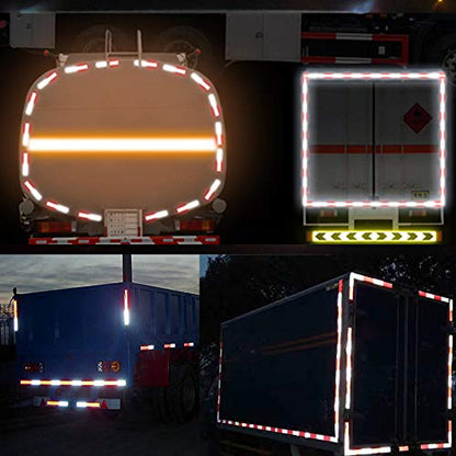 WAENLIR 1 inch x 30Feet Dot Reflective Tape Outdoor Waterproof High Visibility Safety Tape, Red and White Adhesive Conspicuity Tape for Trailer, Cars, Trucks, Cinta reflectiva para camiones - size: 1 inch X 30FT