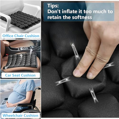 Inflatable Seat Cushions for Travel,42 Cells Ultra Withstand Weights and Non-Slip, Pressure Relief Seat Cushion for Airplane, Car, Wheelchair,Office Chairs, Pain Relief for Tailbone, Back, Sciatica - size: Square-shaped