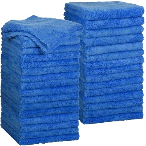 Shimeyao 30 Pcs 12.5 × 12.5 Inch Microfiber Towels for Cars, 500 Gsm Edgeless Plush Car Detailing Towel, Lint Free Scratch Free Cleaning Cloths for Drying, Washing, Polishing, Waxing, Home (Dark Blue) - color: Dark Blue, size: 12.5 × 12.5 Inch