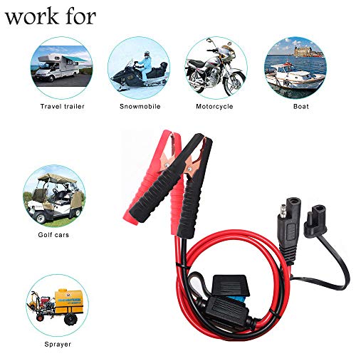 10AWG Battery Alligator Clips,SAE Quick Release Adapter to Alligator Clips with 2FT,SAE Clip Connectors Extension Charging Cable for Cars Motorcycles - size: 10AWG Alligator Clip to SAE