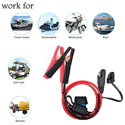 10AWG Battery Alligator Clips,SAE Quick Release Adapter to Alligator Clips with 2FT,SAE Clip Connectors Extension Charging Cable for Cars Motorcycles - size: 10AWG Alligator Clip to SAE