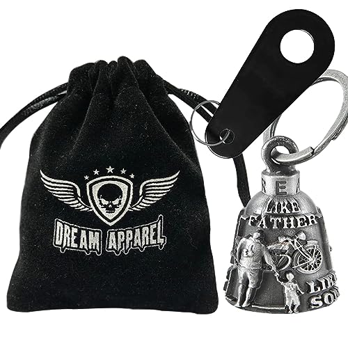 Dream Apparel Motorcycle Bell Guardian Angel Drive Away Gremlin, Biker Bell for Men Women Rider Riding, Good Luck Gift - color: Like Father Like Son
