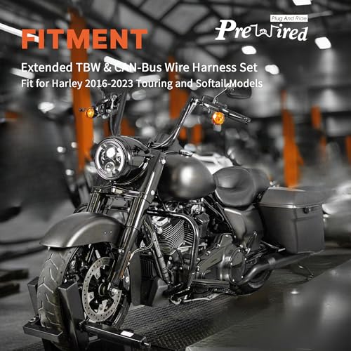 12" Extended CAN-Bus Switch Control Wire Harness & 8" TBW Throttle by Wire Handlebar Extension Kit for Harley 2016-2023 Touring and Softail Models - style: 12" and 8"