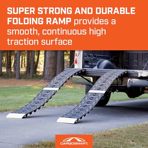 CARGOSMART 3086, Hybrid S-Curve Centerfold Ramp, For Use Easily And Safely Loading & Unloading Lawn Equipment, Motorcycles, ATVs, 750 Lb Per Ramp Capacity, Black, 1-Pack - style: 1 Folding S-Curve Ramp
