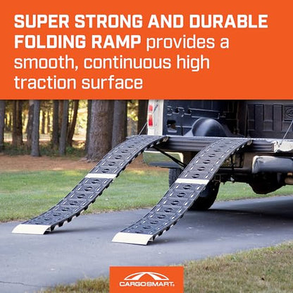 CARGOSMART 3086, Hybrid S-Curve Centerfold Ramp, For Use Easily And Safely Loading & Unloading Lawn Equipment, Motorcycles, ATVs, 750 Lb Per Ramp Capacity, Black, 1-Pack - style: 1 Folding S-Curve Ramp