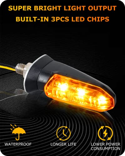 4PCS Universal Motorcycle Turn Signals Front Rear LED Turn Signal Light Mini Amber Blinkers for Motorbike Scooter Quad Cruiser Off Road Touring - color: amber
