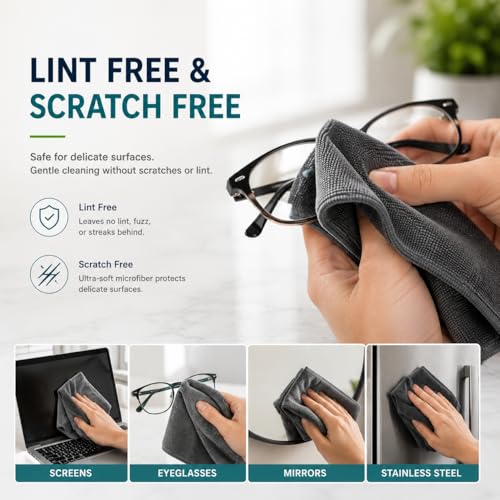 Microfiber Cleaning Cloths 15"x15" – Lint-Free Multi-Surface Household Cleaning Cloths, Highly Absorbent Reusable Microfiber Towels for Kitchen, Glass, Bathroom, Car & Home – 25 Pack - size: 25 Pack
