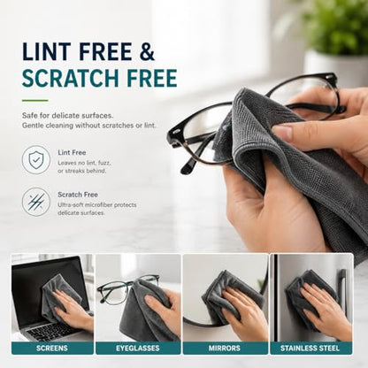 Microfiber Cleaning Cloths 15"x15" – Lint-Free Multi-Surface Household Cleaning Cloths, Highly Absorbent Reusable Microfiber Towels for Kitchen, Glass, Bathroom, Car & Home – 25 Pack - size: 25 Pack