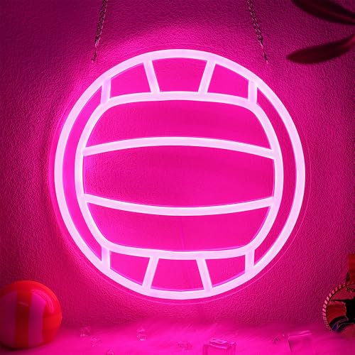 Volleyball Neon Signs for Wall Decor, Sports Neon Lights for Bedroom Living Room Game Room Club, 5V USB Power with Hanging Chain Hooks - color: Color 5