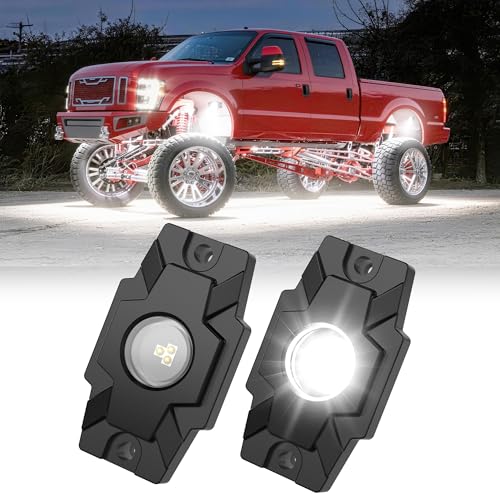 LED Rock Lights Trail Rig Lamp Rocklights 6500K Pure White LED Neon Underglow Lights IP68 Waterproof 9-24V for Off Road Truck Golf Carts ATV UTV SUV SXS RV Motorcycle Boat (2 Pods) - color: 2 Pods