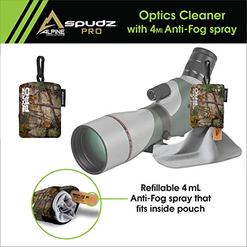 SPUDZ Pro | 10" x 10" Microfiber Cloth Screen & Lens Cleaner w/ 4ml Bottle | - color: Alpine Mountain Camo W/ Bottle of Fogzoff
