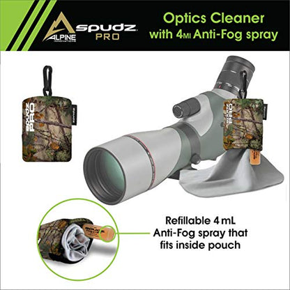 SPUDZ Pro | 10" x 10" Microfiber Cloth Screen & Lens Cleaner w/ 4ml Bottle | - color: Alpine Mountain Camo W/ Bottle of Fogzoff