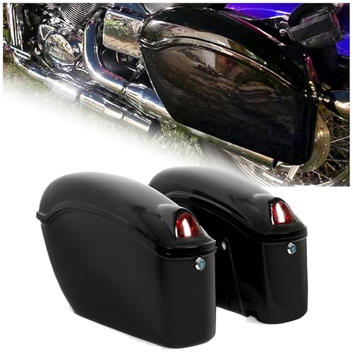 KUAFU Universal Hard Saddle Bags W/Lock & Mounting Brackets Compatible with Yamaha Honda Shadow Cruiser Suzuki kawasaki Vulcan Victory Viking Motorcycle Saddlebags w/Lights Luggage Trunk 36L - color: W/ Light, size: 36L Pair