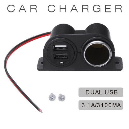 VizGiz Car Under Dash Mount Cigarette Lighter 3.1A Dual USB Power Charger Outlet Socket Plug Adapter Quick Charge DC Splitter Dashboard Expansion for 12V/24V Vehicle Truck SUV Motorcycle Boat