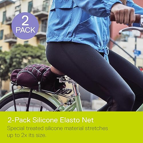Small Cargo Net (2-Pack) by Delta Cycle - Expandable Bungee Net with Hooks Stretches 2X in Size - Bike Cargo Net Keeps Your Gear Tightly in Place for Bikes & Kayaks - style: 2-Pack Elasto Net