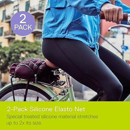 Small Cargo Net (2-Pack) by Delta Cycle - Expandable Bungee Net with Hooks Stretches 2X in Size - Bike Cargo Net Keeps Your Gear Tightly in Place for Bikes & Kayaks - style: 2-Pack Elasto Net