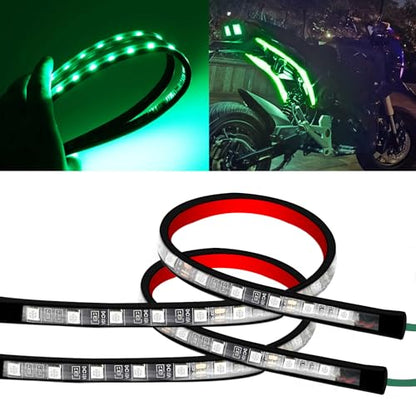 Flexible Led Light for Motorcycle Atmosphere Neon Strip Lights 12V Led Brake Tail Light Strip Under Dash Lighting Stop Turn Signal Underglow Lights for SUV,Car,RV,ATV,Bike,Scooters，2 PACK (Green) - color: Green