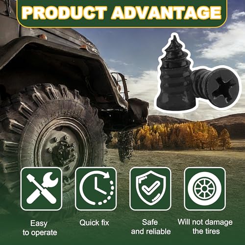 60 PCS Tire Repair Rubber Nail, Vacuum Tire Repair Kits Spiral Rubber Screws,Fast Self-Service Tool for Car,Truck, Motorcycle,Tractor Tire Puncture Repair.