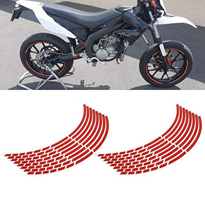 aqxreight Reflective Wheel Rim Stripe Decal, 16pcs Bike Motorcycle 16 18inch Reflective Wheel Strip Stickers Decoration Accessory(Red)