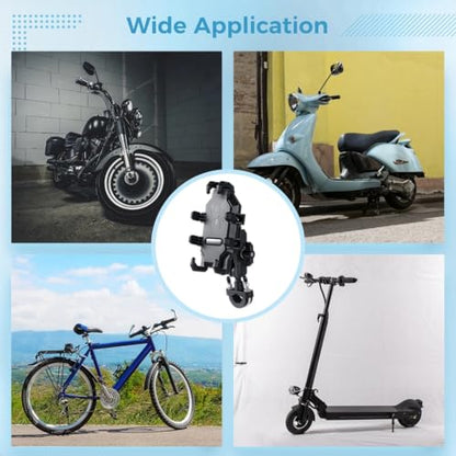 Aluminum Motorcycle Phone Mount, Vibration Dampeners with Anti-Shake Motorcycle Phone Holder, Cellphone Handlebar Adjustable Bracket for Scooters, S, Phones 4.7-7.2 Fit
