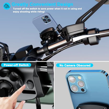 iMESTOU Aluminum Motorcycle USB Phone Mount Charger with USB C Fast Charge Port Compatible with 5.4"-7.2" Phones Up to 15mm Thickness, Fits for 12mm-32mm Handlebars, Works with 12-24V Motorcycles