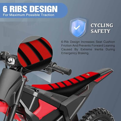 Motorcycle Dirt Bike Seat Cover Compatible with Yozma IN10 Universal Dirt Pit Motocross Rubber Seat Cushion (Black Red) - color: Black Red