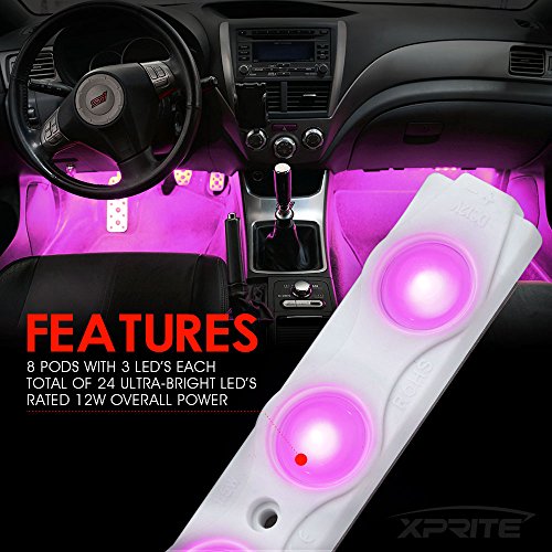 Xprite Purple LED Truck Bed Light Kits with On/Off Switch, for Pickup Exterior Interior Neon Lights, Footwells, Running Boards, Cargo, Under Car, Tonneau Cover, Rail Rock Lighting - 8 PCs - color: Purple