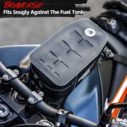 Rhinowalk Waterproof Motorcycle Tank Bag, 2L Compact Motorbike Tank Pouch with MOLLE Webbing, Removable Inner Liner, Cable Port, Reflective Logo, Organized Interior