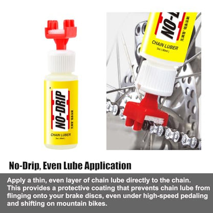 Upgraded Bike Chain Oiler - 2oz Bottle- No Dripping, No Over-Spray, No Mess, for Mountain Bike Road Bicycle Maintenance(Oil not Included)