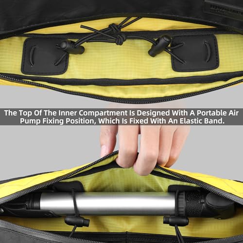 Rhinowalk Bike Triangle Frame Bag 1.7L, Waterproof Tool & Gear Bag with YKK Zippers, Cable Port & Pump Holder, Slim Fit – Black+Yellow - color: Black+Yellow, 1.7L