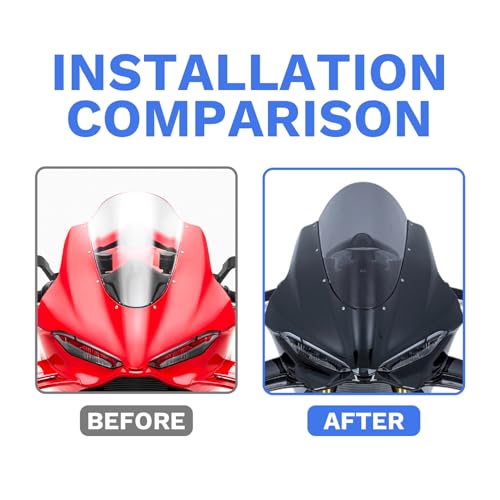 Motorcycle Windscreen Windshield Replacement for Ducati Panigale V4 2025 2026 PC Windscreen Double Bubble (Black) - color: black