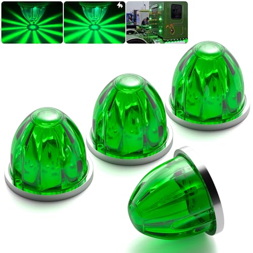 BJZ 4Pcs Green Watermelon LED Strobe+Constant Marker Lights Dual Function Watermelon-Shaped Side Marker Clearance Tail Top Cap Roof Lights for Trailer Truck Semi-Trailer Heavy-Duty Truck Bus Van - color: Green, size: 4 Pack