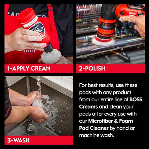 Griot's Garage BOSS 2” Microfiber Pads for Car Polishing and Detailing, Buffing Pads for Moderate and Severe Scratch Removal, Set of 4 - size: 2 Inch Pads (Set of 4)