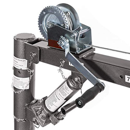 Stark USA 1/2 Ton Hydraulic Cable Winch Tow Pickup Truck Telescopic Crane Lift Hoist Load Crane Extension Swivel Base Mount (1100 LBS) Capacity