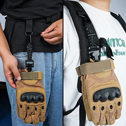 MELOTOUGH Tactical Glove Clip Holder Work Glove Holder Clip for Tactical Backpack, Tool Belt - color: Alligator Clip With Fire Starter Black