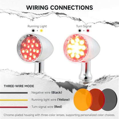 Rich Choices 2pcs Chrome 15 LED Motorcycle Stop Brake Running Turn Signal Indicator Red Lights For Harley Honda Chopper (Chrome-Red Light) - color: Chrome-Red Light