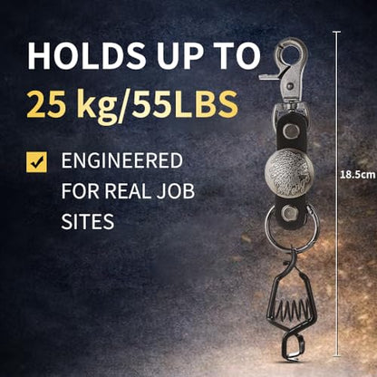 Heavy Duty Glove & Hat Clip with Carabiner, All-Metal Spring Clamp Work Glove Holder for Tool Belt, Harness, Backpack - style: Leather