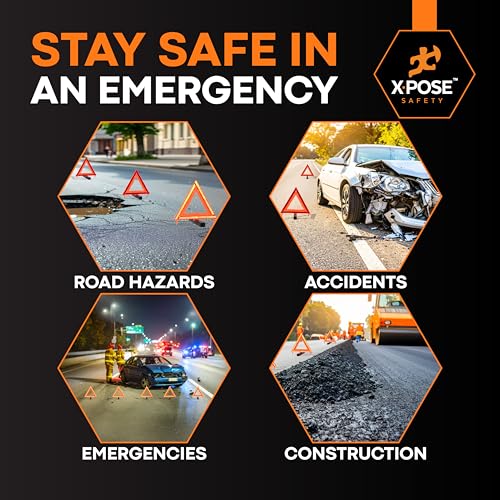 Xpose Safety Reflective Emergency Triangles – 24 Kits (72 Triangles) – DOT Approved Roadside Car Safety Warning Reflectors – Red & Orange Automotive Vehicle Hazard Visibility Markers - size: 24 Packs