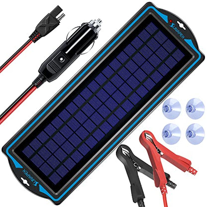 SUNAPEX 12V Solar Battery Charge: 5W Waterproof Portable Solar Panel Kit - Battery Maintainer Trickle Charger - with Upgrade Built in Charge Controller for Car Boat RV Trailer Automotive Motorcycle - size: 5W