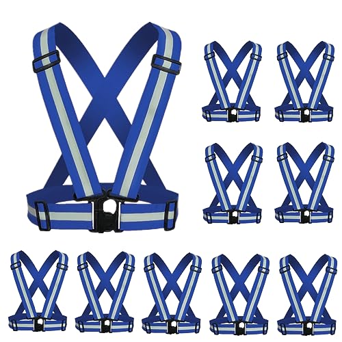 Reflective Vest, High Visibility Safety Vest Straps Reflective Gear for Night Running Walking Cycling for Men Women Kids - color: Blue