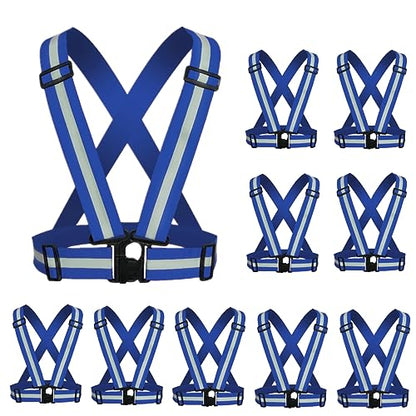 Reflective Vest, High Visibility Safety Vest Straps Reflective Gear for Night Running Walking Cycling for Men Women Kids - color: Blue