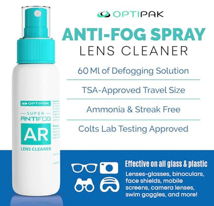 Anti Fog Lens Cleaner Spray Kit | (4) 2oz Anti Fog Glasses Cleaner Spray + (4) Microfiber Cloth for Eyeglasses, Goggles, Sunglasses, Mirror - Eyeglass Defogger Spray Cleaning Kit (8 Piece Set) - size: 2 Fl Oz (Pack of 4), style: 4x2oz Lens Spray + 4 Micro