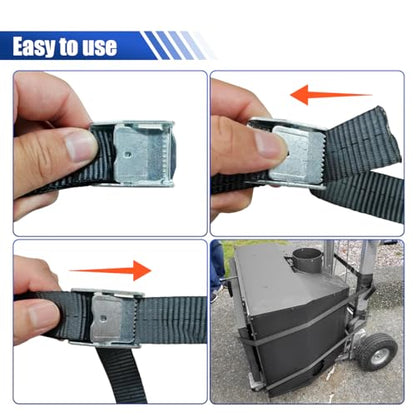 2PCS Lashing Straps with Cam Buckle, 1" x 3Ft Heavy Duty Safety Tie Down Strap, Adjustable Polyester Fiber Ratchet Cinch Strap for Motorcycle, Truck, Trailer, Cargo (1m) - size: 1m