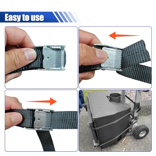 2PCS Lashing Straps with Cam Buckle, 1" x 13Ft Heavy Duty Safety Tie Down Strap, Adjustable Polyester Fiber Ratchet Cinch Strap for Motorcycle, Truck, Trailer, Cargo(4m) - size: 4m