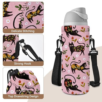 RICHEN Neoprene Water Bottle Carrier Bag with Adjustable Shoulder Strap,Insulated Water Bottle Cover for Stainless Steel/Glass/Plastic Bottles - color: BC-51, size: 750ml
