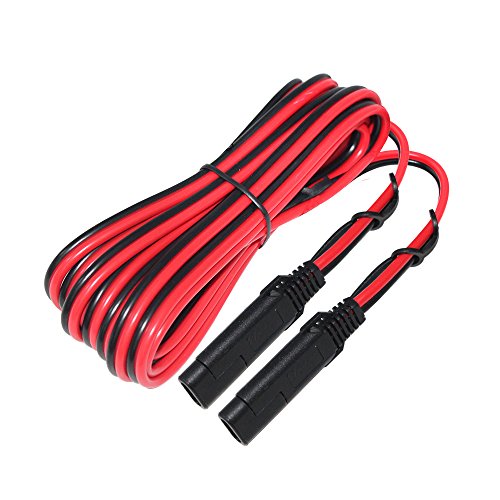 12FT SAE to SAE Extension Cable 16AWG- SAE Extension Cord, SAE 2Pin Bullet Quick Connect 16awg Heavy Duty Wire Harness with Waterproof Cap