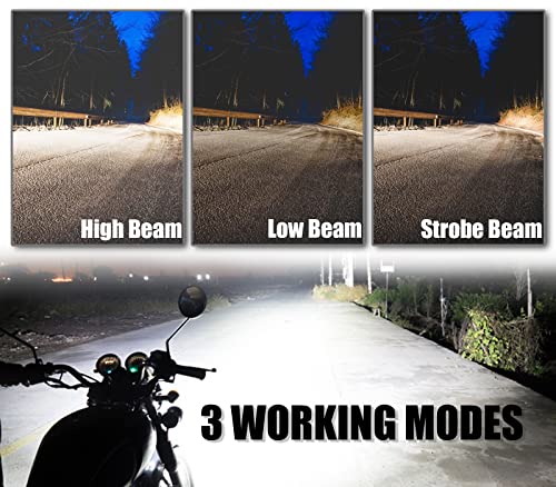 Motorcycle Driving Lights 12-60V 40W 3600LM LED Fog Lights for ATV UTV Bike Car Truck Boat Forklift Waterproof LED Spotlights with 6 Light Beads High Low Strobe Beam Switch Universal (Black 2) - color: Black 2