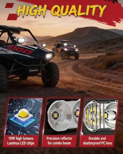 LED Pod Light 2PCS 3inch 40W 4000LM Combo Beam Baja Light with DT Wiring Harness Kit Backup Driving Lights Off Road Low Profile LED Light Bar Fog Lights for Motorcycle Truck UTV ATV Pickup - size: 3inch - Combo