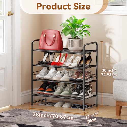 Simple Shoe Rack, 4 Tier Heavy Duty Metal Shoe Shelf 27 Inch Wide, Black - color: Black, size: 4 Tier(27 Inch)